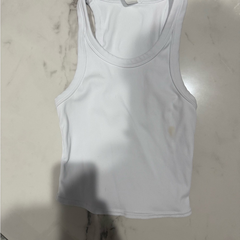 White Ribbed Tank Top